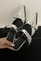 Multi-Buckle Slingback Kitten Heels