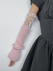 Y2K Gothic Subculture Lace Strapped Concealing Gloves