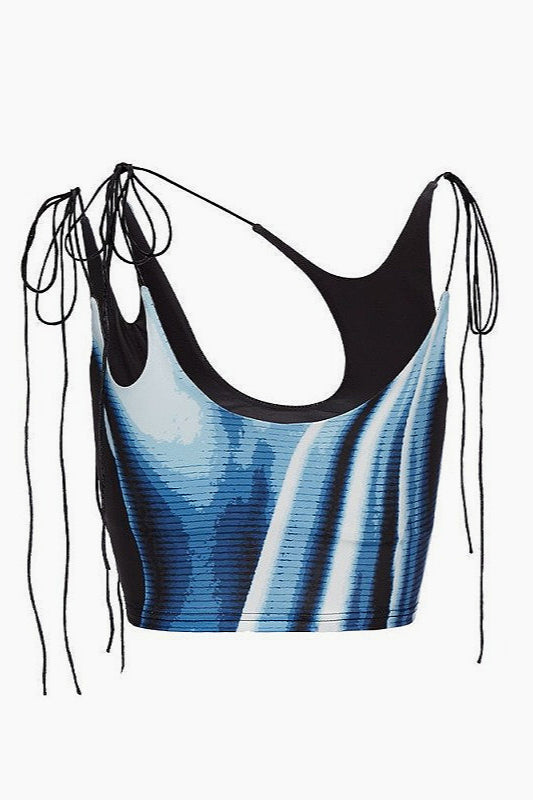 Y2K Street Figure Print Tie Camis