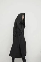 Gothic Punk Hooded Lace-up Trench Coat
