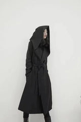 Gothic Punk Hooded Lace-up Trench Coat