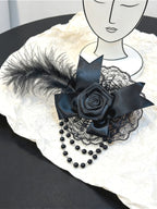 Dark Rose Beaded Chain Gothic Hair Accs