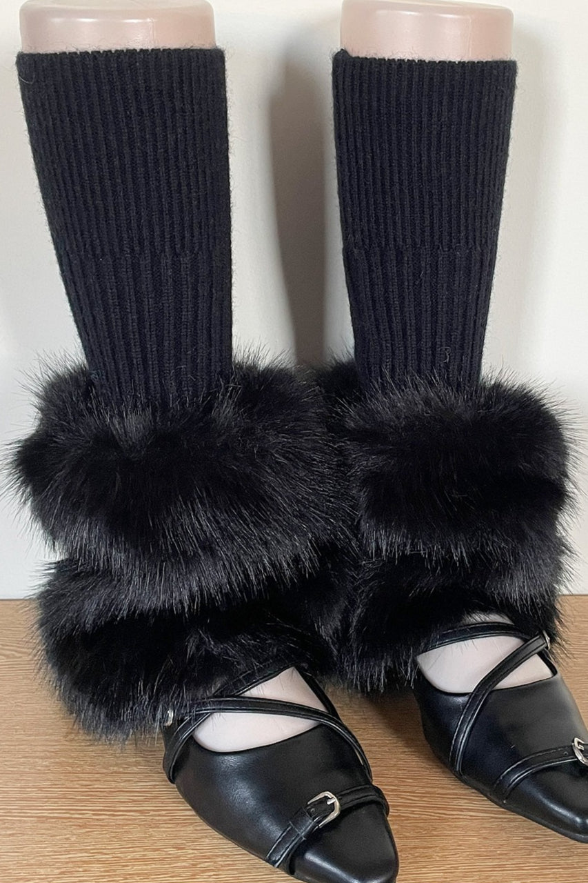 Ribbed Faux Fur Leg Warmer Socks Main image
