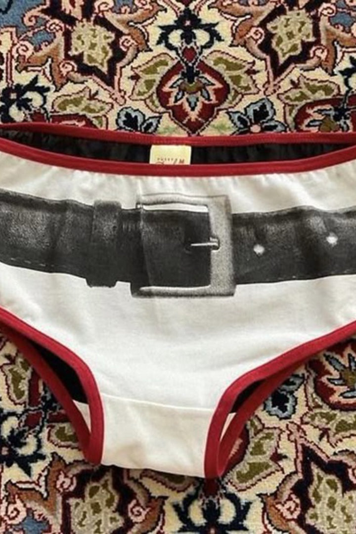 Y2K Belt Print Trimmed Triangle Shorts
