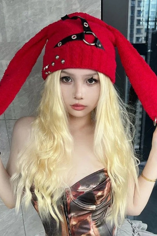 2000s Punk Rivet Rabbit Ears Hip-hop Hat Secondary image