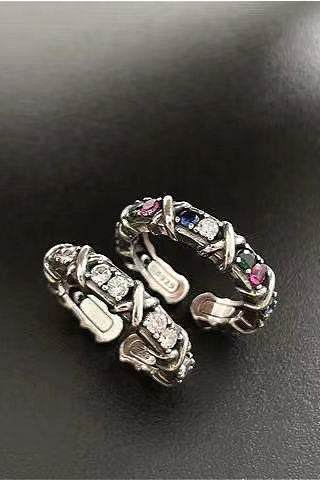 Y2K Colorful Diamond Cross Ring
