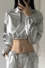 Cyber Holographic Reflective Crop Top