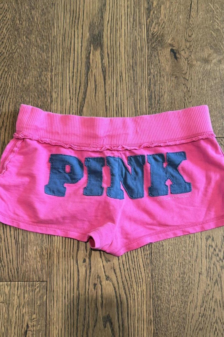 Fuchsia Love Print Low-Rise Hot Pants