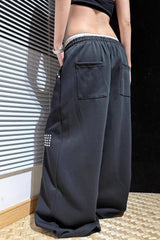 Gothic Rhinestone Drawstring Pants