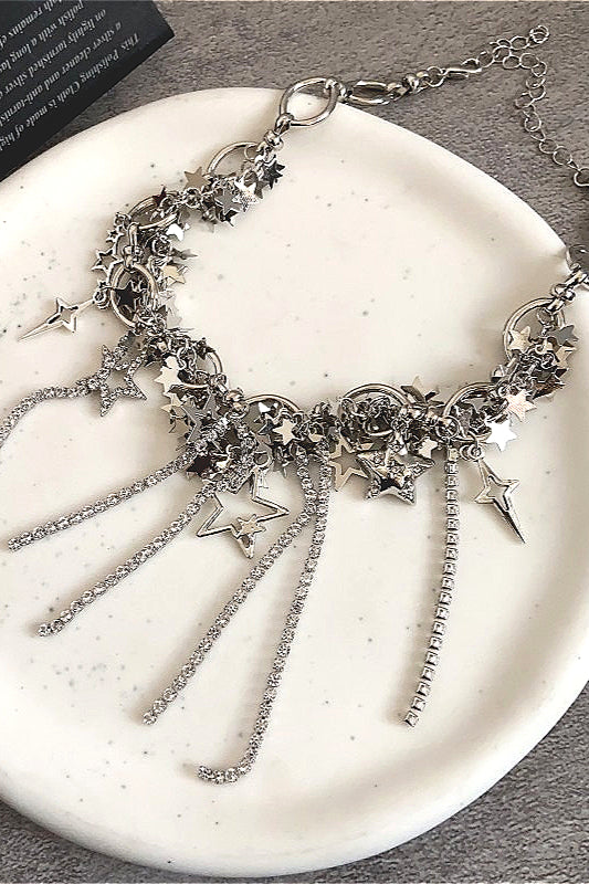 Layered Star Tassel Clavicle Necklace