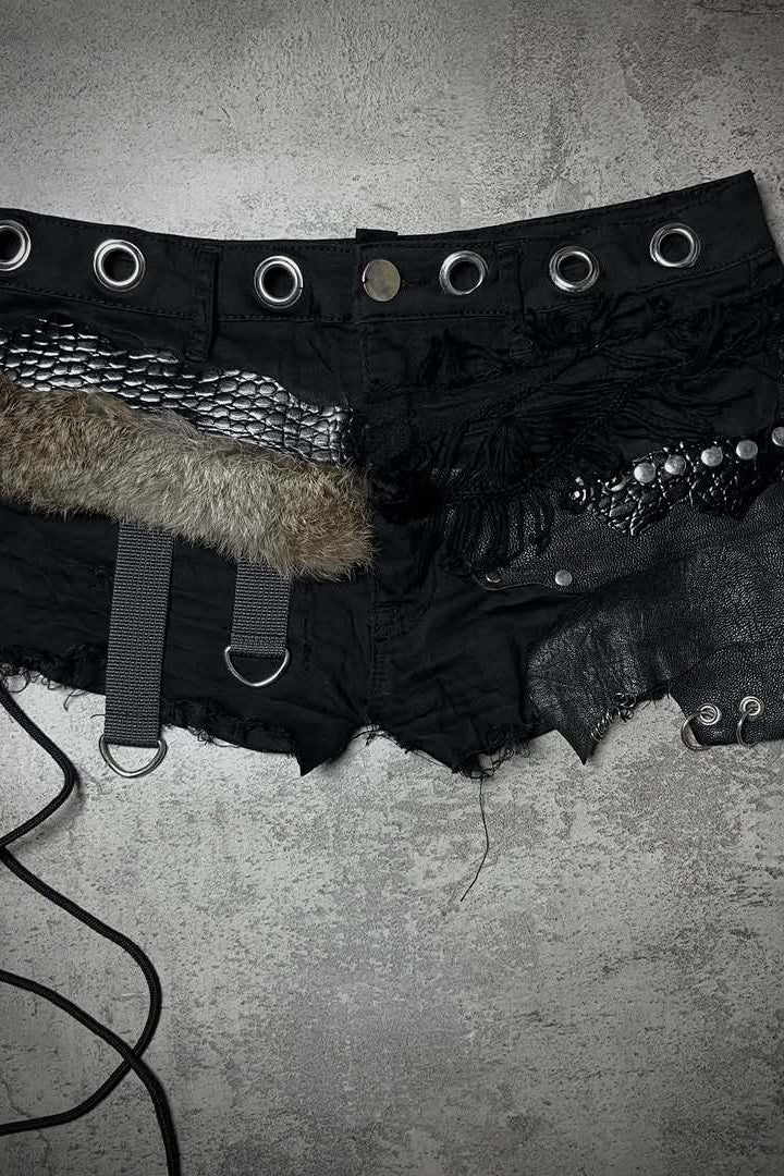 Metal Detail Denim Hot Pants