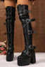 Multi Buckle Lace Up Platform Boots