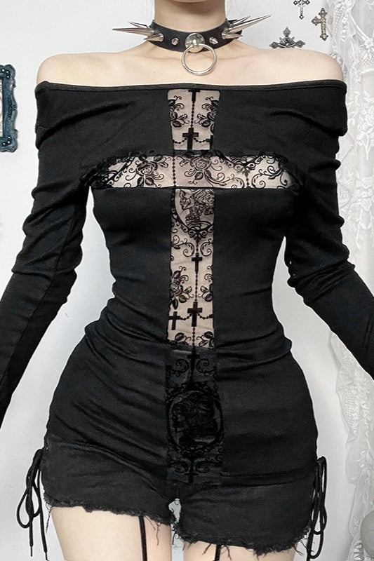 Contrast Stitch Cross Long Sleeve T-Shirt Secondary image