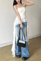 Off Shoulder Tassel Wrap Crop Top