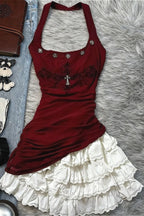 Vintage Red Cross Halter Top
