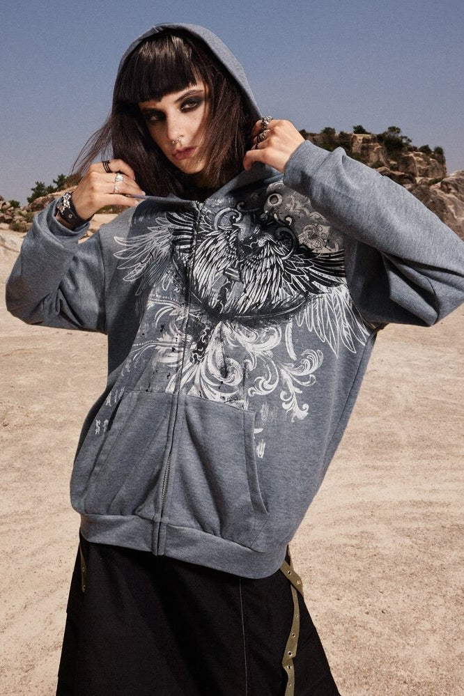 Street Style Eagle Graphic Hoodie Main image