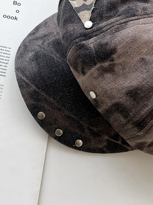 Y2K Vintage Washed Rivet Beret Hat