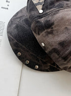 Y2K Vintage Washed Rivet Beret Hat