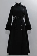 Winter Gothic Tied-Waist Slim-Fit Long Wool Coat