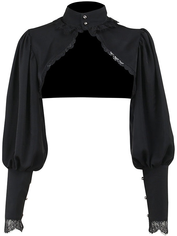 Gothic Cropped Lace Turtleneck Coat