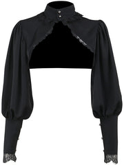 Gothic Cropped Lace Turtleneck Coat
