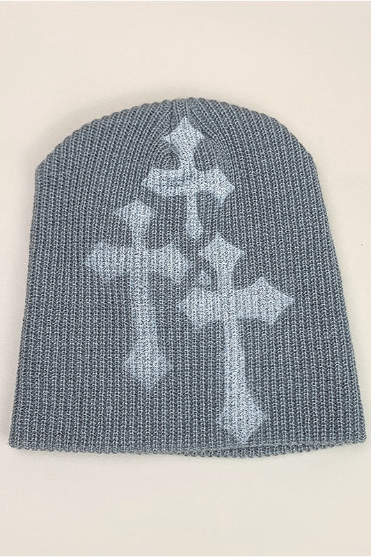 Gothic Cross Pattern Knit Hat Secondary image