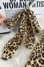 Retro Leopard Print Silk Ribbon Hair Neck Bag Scarf