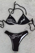 Punk Street Letter Cross Halter Swimwear