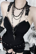 Lace Cross Halter Tank Top