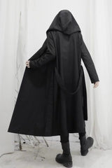 Gothic Punk Hooded Lace-up Trench Coat