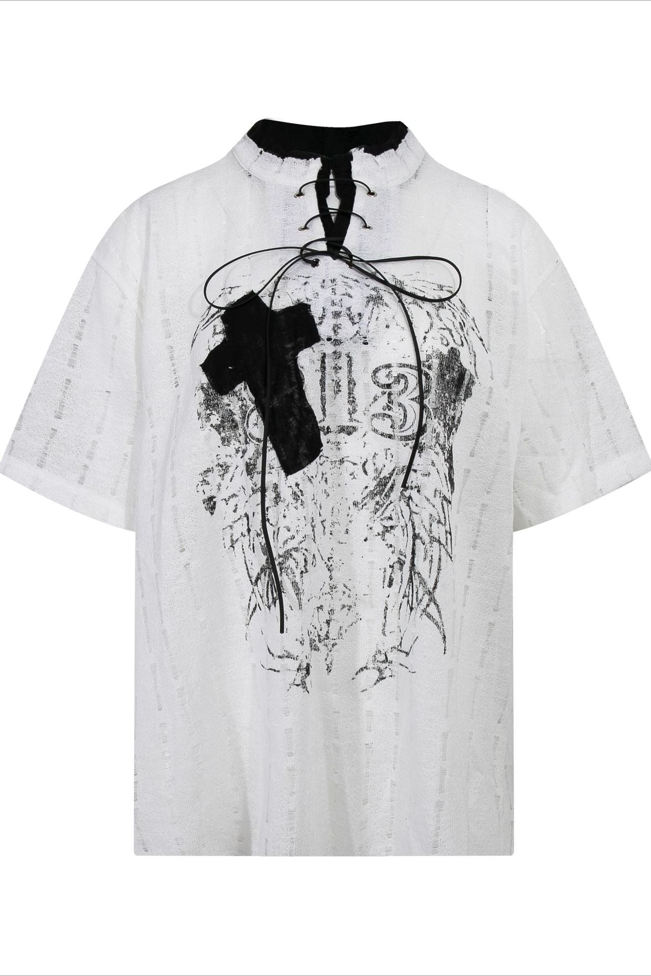 Y2K Ripped Half-Zip Loose Fit T-Shirt Secondary image