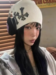 Versatile Punk Dark Solid Knit Hat