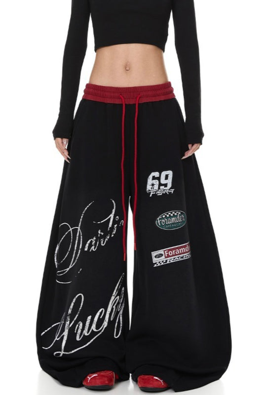 Graffiti Print Wide Leg Pants Main image