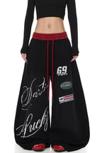 Graffiti Print Wide Leg Pants