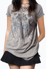 Halloween Skull Print T-Shirt