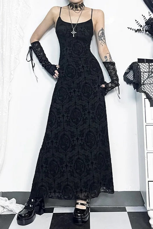 Dark Wind Cross Suspender Slim Fit Hip Maxi Dress Main image