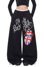 Graphic Tongue Print Baggy Pants