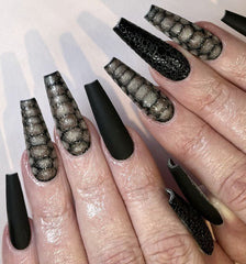 Punk Snake Pattern Extra Long Fake Nails