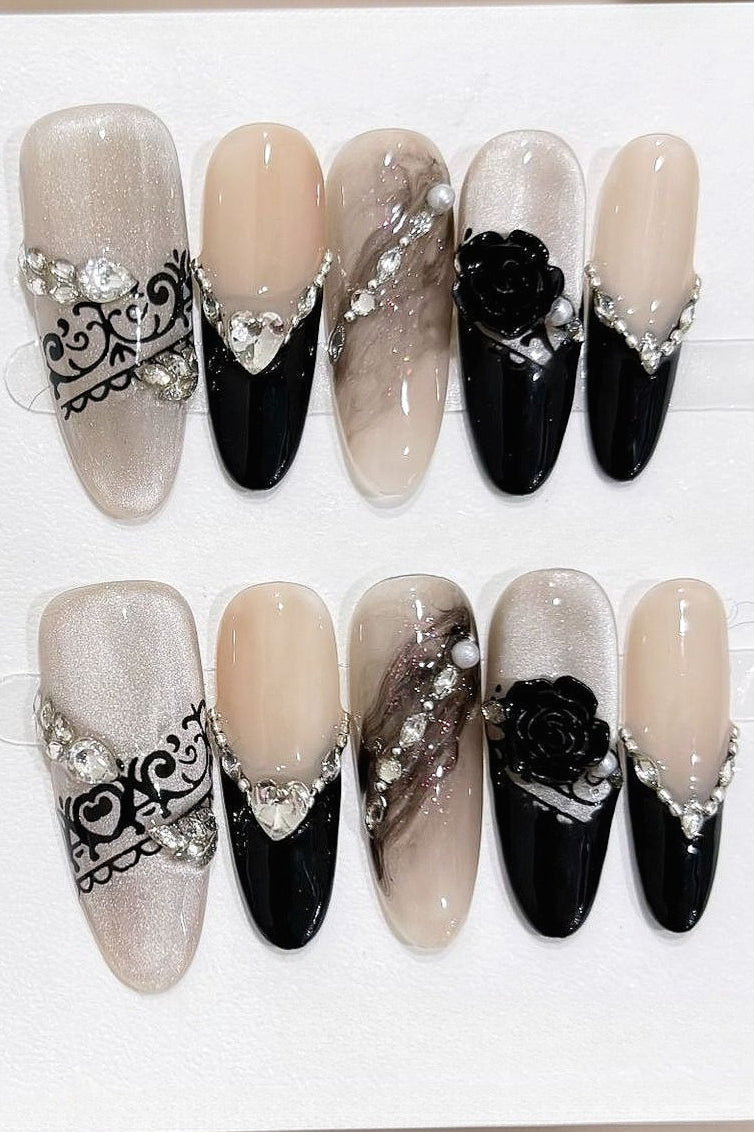 Gothic Smudge Dark Press On Nails