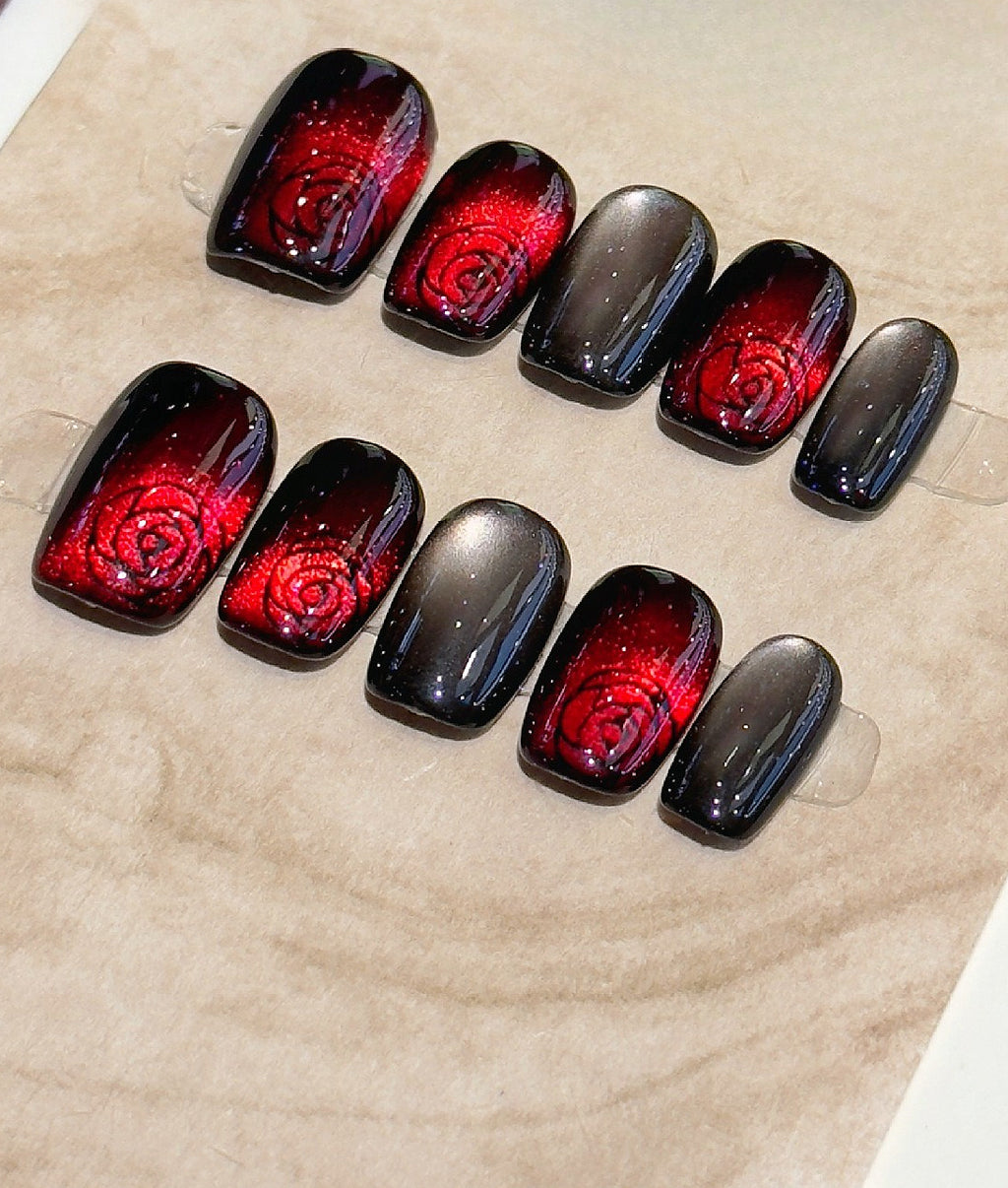 Gothic Blood Glass Press On Nails