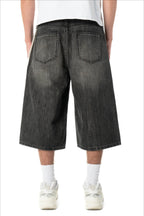 Street Cross Distressed Denim Shorts