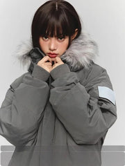 Single-Breasted Casual Hooded Parka Coat
