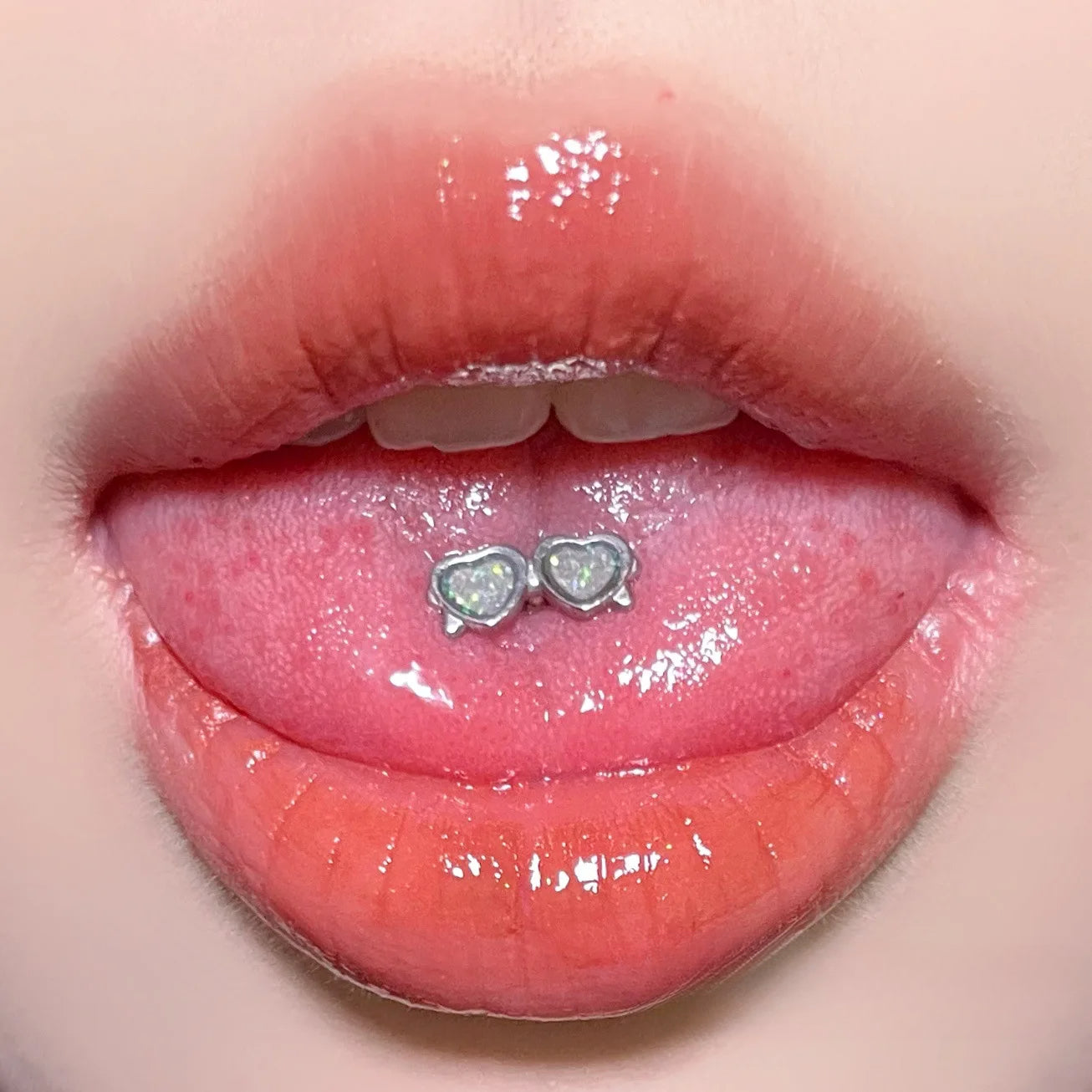 Titanium Steel External Thread Love Tongue Ring