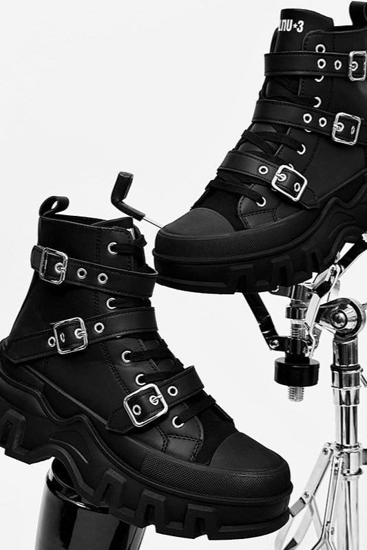 Strapped Platform High-Top Boots