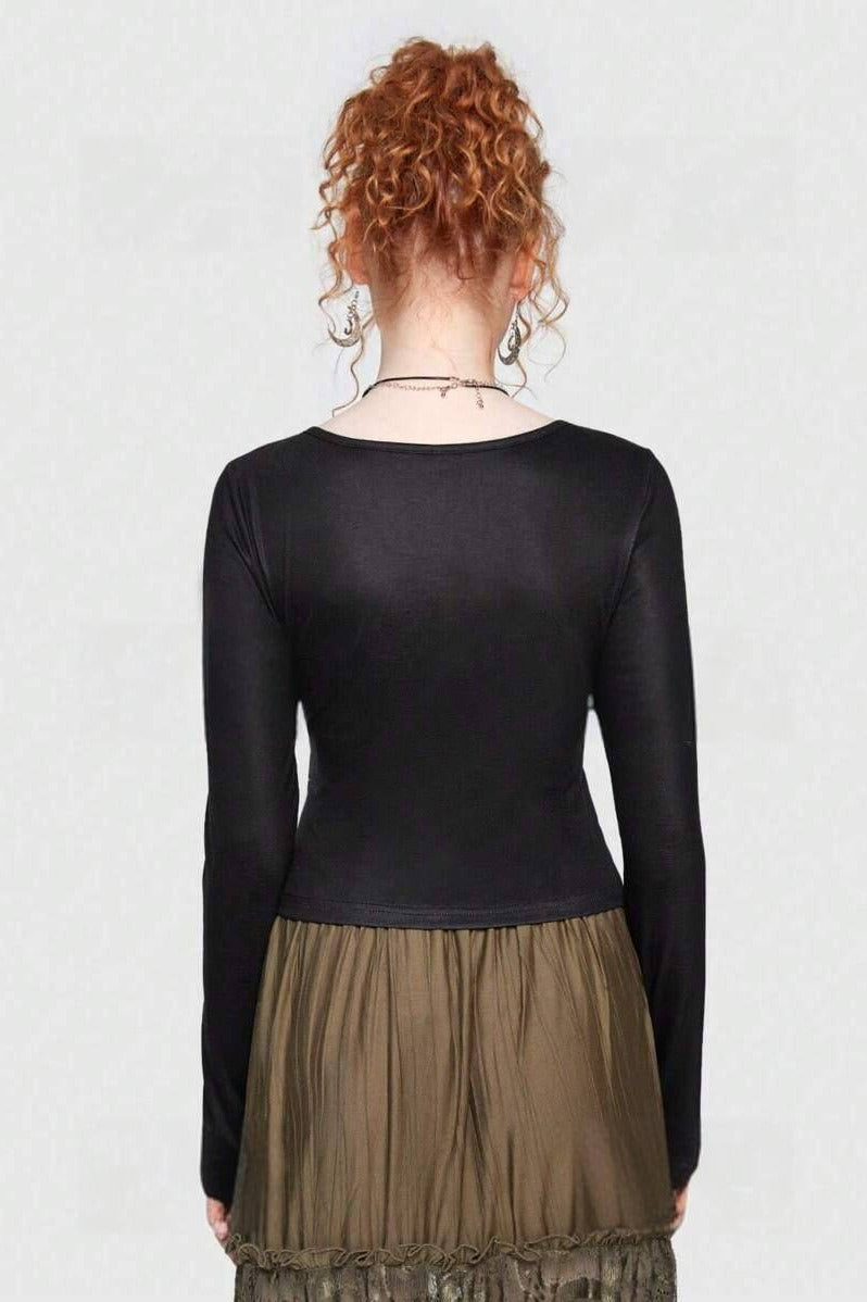 V-Neck Mesh Raglan Floral Knit Top