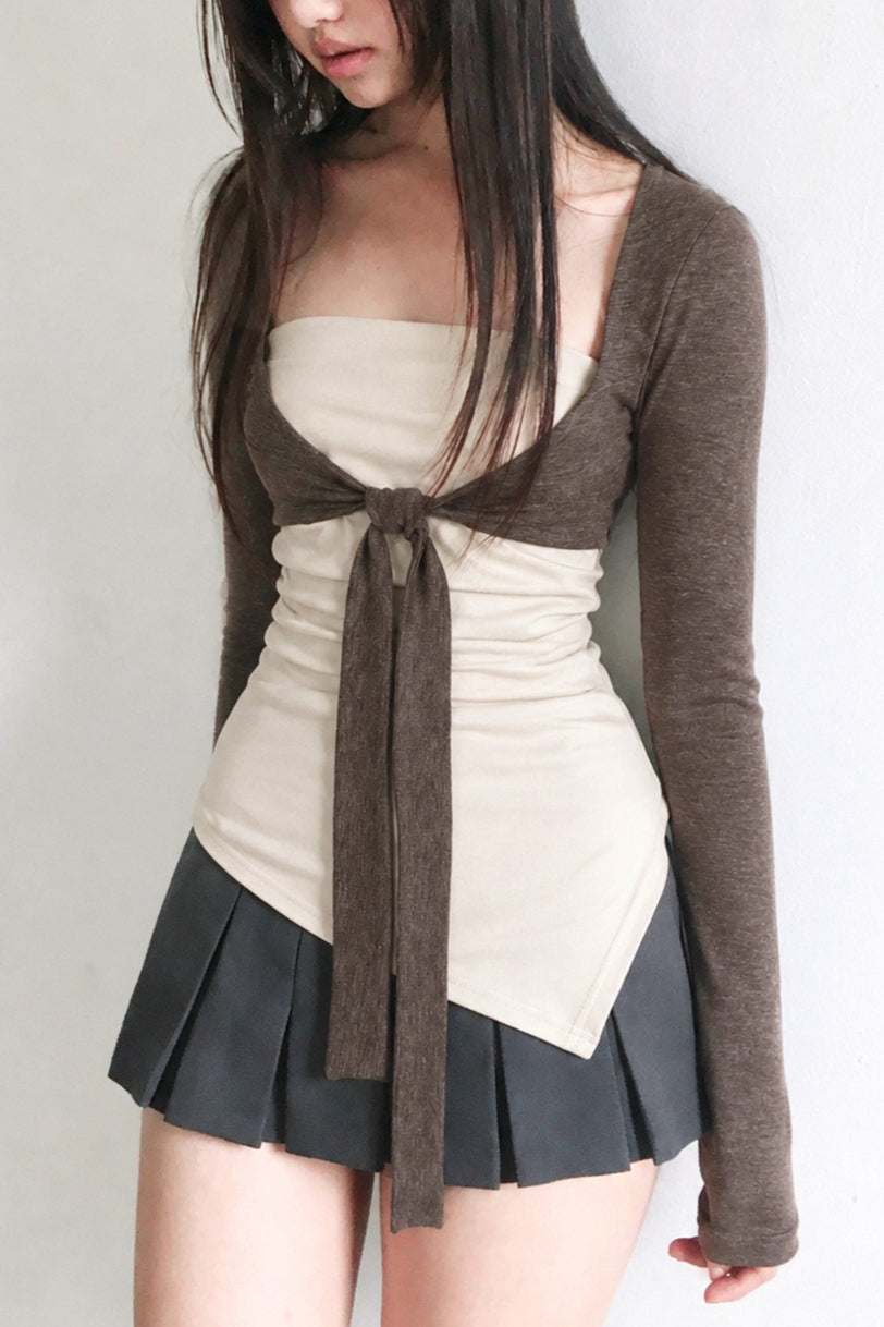 Asymmetric Tube Top Layered Cardigans