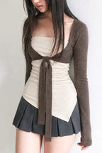 Asymmetric Tube Top Layered Cardigans