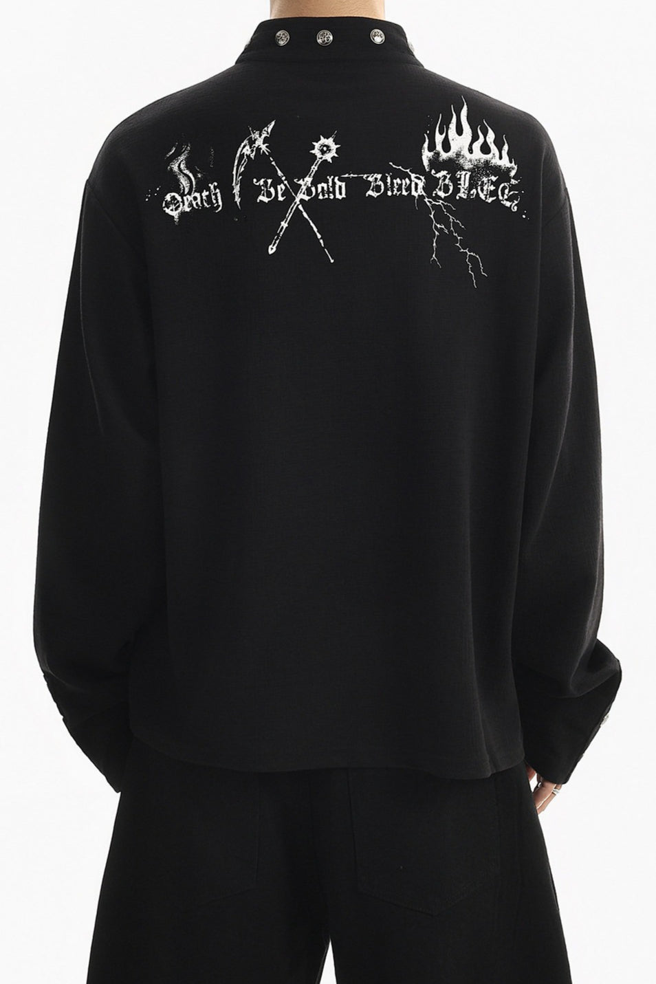 Graphic Snap Collar Long Sleeve Sweatshirt