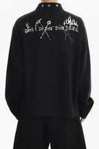 Graphic Snap Collar Long Sleeve Sweatshirt