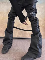 Punk Strappy Metal Buckle Flare Pants